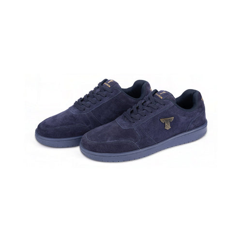 Thylacin Navy Royal low-top sneakers in all-navy suede — a pair