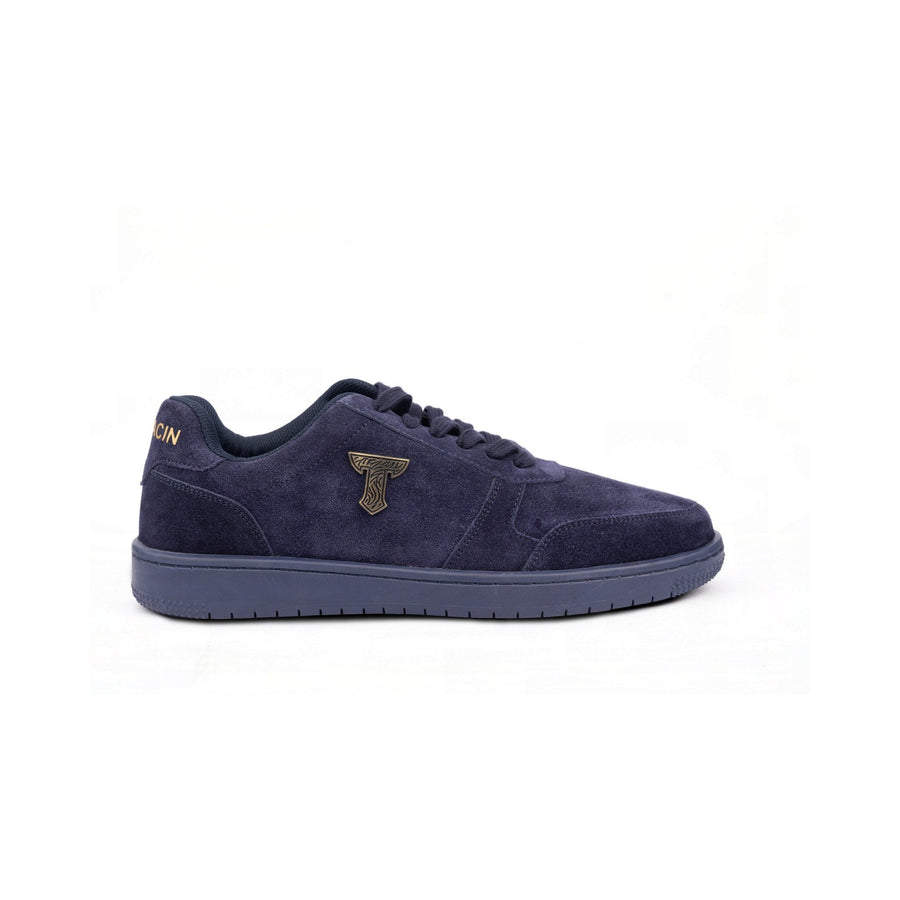 Thylacin Navy Royal low-top suede sneaker, side profile