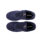 Thylacin Navy Royal low-top sneakers in all-navy suede — top-down view of a pair