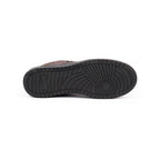 Thylacin Shadow Lynx low-top sneaker in brown and slate suede — rubber outsole of the shoe