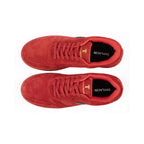 Thylacin Wild Wood Bear low-top sneakers in all-red suede — top-down view of a pair